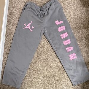 Jordan Kids Sweatpants in Gray with Pink Logo